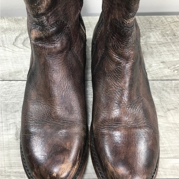 BED STU 190 Distressed Brown Leather Womens Riding Short Inside Zip Boots Size 7 - Picture 3 of 10